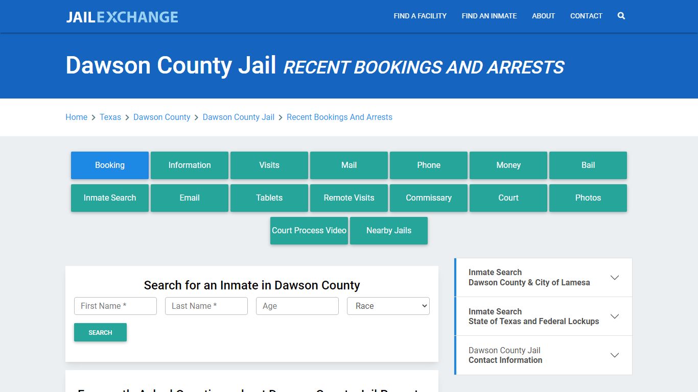 Dawson County Jail & Sheriff Recent Bookings And Arrests - Jail Exchange