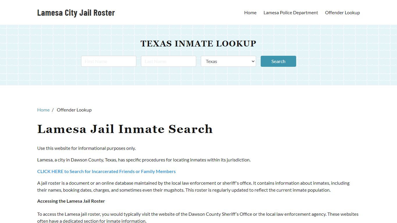 Lamesa, TX Detainee Lookup - Lamesa City Jail